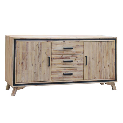 Buffet Sideboard in Silver Brush Colour with Solid Acacia &amp; Veneer Wooden Frame Storage Cabinet with Drawers-Furniture &gt; Living Room-PEROZ Accessories