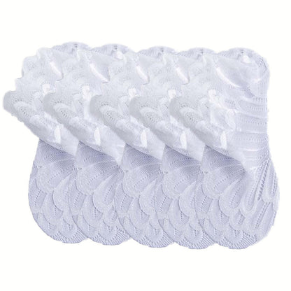 Anysox 5 Pairs One Size 4-5 White Fashion Summer Socks With Style Lace Peacock Flower Short Ankle Socks For Women-Socks-PEROZ Accessories