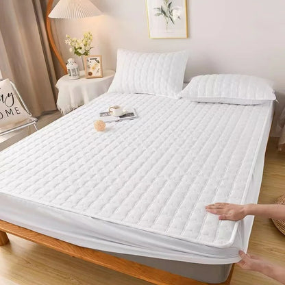 Anyhouz Mattress Cover White Double Size Waterproof Quilted Fitted Bed Sheet-Bed Sheets-PEROZ Accessories