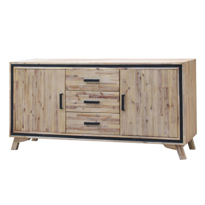 Buffet Sideboard in Silver Brush Colour with Solid Acacia &amp; Veneer Wooden Frame Storage Cabinet with Drawers-Furniture &gt; Living Room-PEROZ Accessories