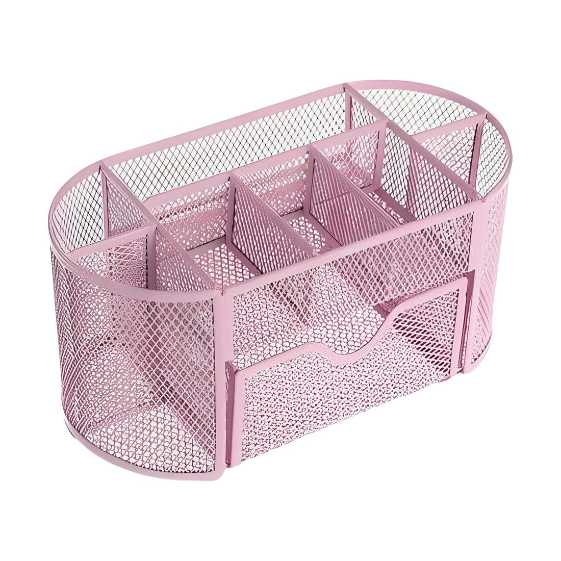 AnyCraft Pink Metal Mesh Stationery Storage Organizer with Large Capacity Compartments for Office and School Supplies-Organizers-PEROZ Accessories