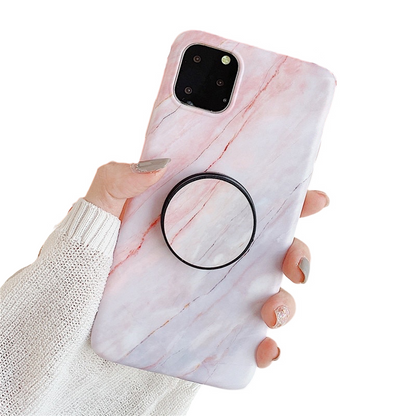 Anymob iPhone Case Light Purple Gradient Marble Cover Silicone Phone With Holder Stand-Mobile Phone Cases-PEROZ Accessories