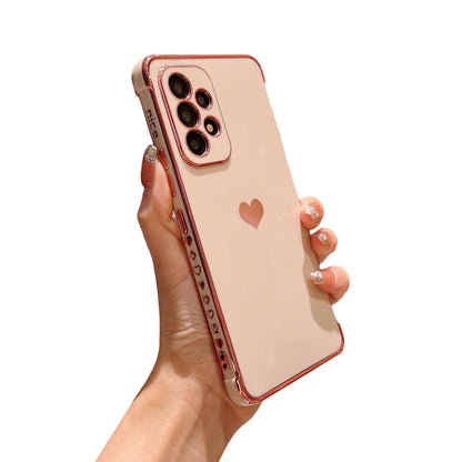 Anymob Samsung Pink With Bronze Plating Silicon Case Love Heart Side Pattern Phone Cover-Mobile Phone Cases-PEROZ Accessories