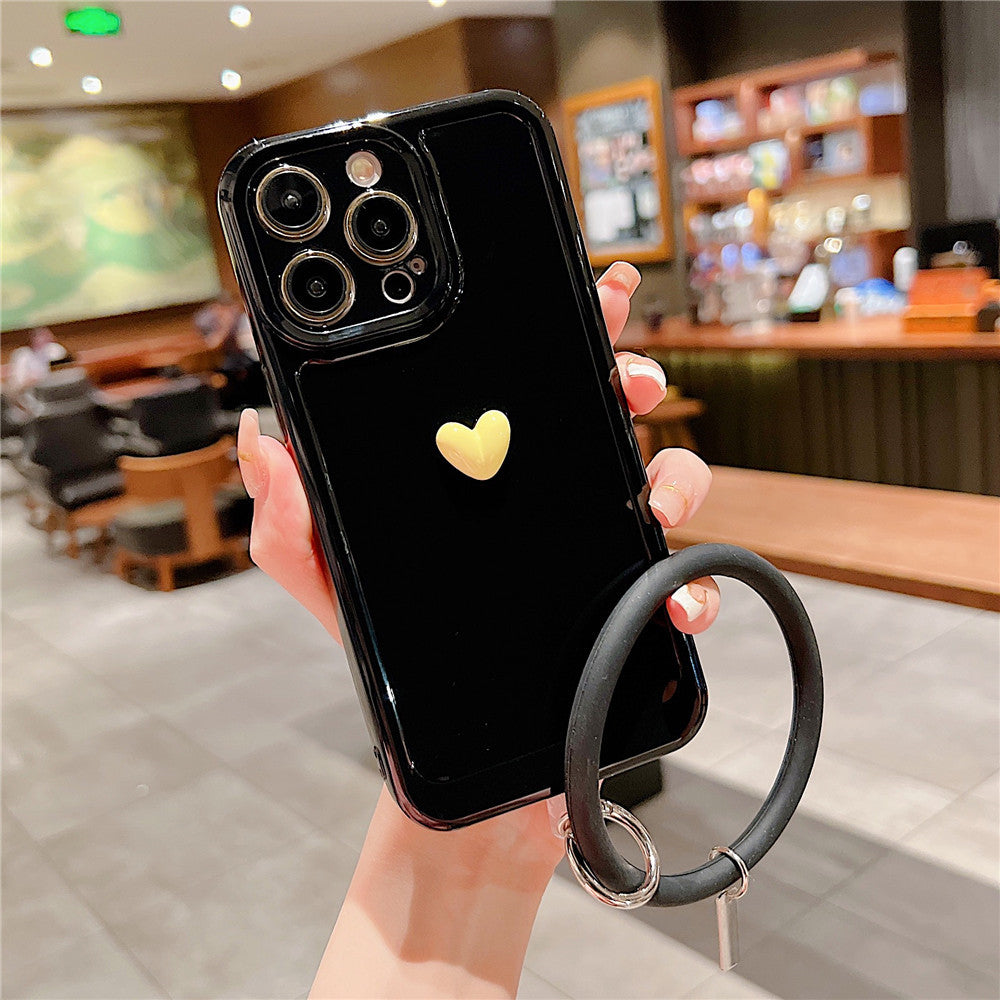 Anymob iPhone Black And Yellow 3D Love Heart Bracelet Phone Case Shockproof Soft Silicone Cover-Mobile Phone Cases-PEROZ Accessories