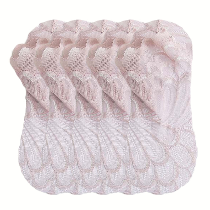 Anysox 5 Pairs One Size 4-5 Light Brown Fashion Summer Socks With Style Lace Peacock Flower Short Ankle Socks For Women-Socks-PEROZ Accessories