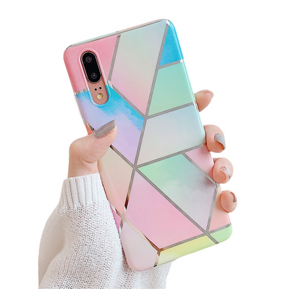 Anymob Samsung Multicolor Marble Flower Case Back Cover Art Leaf Silicone Phone Protection-Mobile Phone Cases-PEROZ Accessories