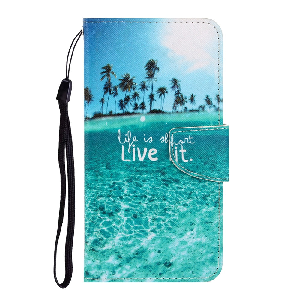 Anymob Samsung Ocean Magnetic Flip Wallet Case Painted Leather Phone Cover-Mobile Phone Cases-PEROZ Accessories