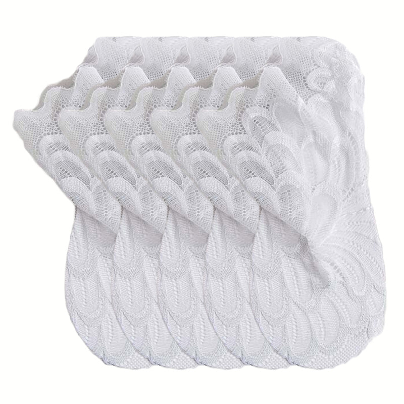 Anysox 5 Pairs One Size 4-5 Off White Fashion Summer Socks With Style Lace Peacock Flower Short Ankle Socks For Women-Socks-PEROZ Accessories