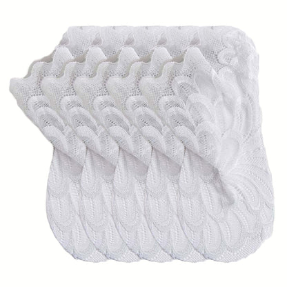 Anysox 5 Pairs One Size 4-5 Off White Fashion Summer Socks With Style Lace Peacock Flower Short Ankle Socks For Women-Socks-PEROZ Accessories