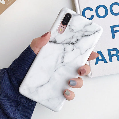 Anymob Samsung Milky White Marble Flower Case Back Cover Art Leaf Silicone Phone Protection-Mobile Phone Cases-PEROZ Accessories