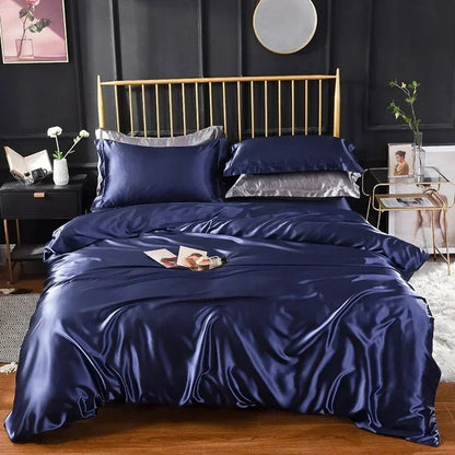 Anyhouz Beddings Violet US Queen Size 3 Pcs High End Satin Smooth Duvet Cover Set Luxury Polyester Silky Soft Cozy Bedding Set-Duvet Covers-PEROZ Accessories