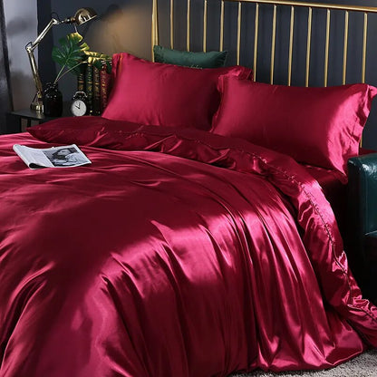 Anyhouz Beddings Magenta AU Single Size 2 Pcs High End Satin Smooth Duvet Cover Set Luxury Polyester Silky Soft Cozy Bedding Set-Duvet Covers-PEROZ Accessories