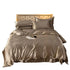 Anyhouz Beddings Tan Brown US Full Size 3 Pcs High End Satin Smooth Duvet Cover Set Luxury Polyester Silky Soft Cozy Bedding Set-Duvet Covers-PEROZ Accessories