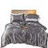 Anyhouz Beddings Gray AU Single Size 2 Pcs High End Satin Smooth Duvet Cover Set Luxury Polyester Silky Soft Cozy Bedding Set-Duvet Covers-PEROZ Accessories
