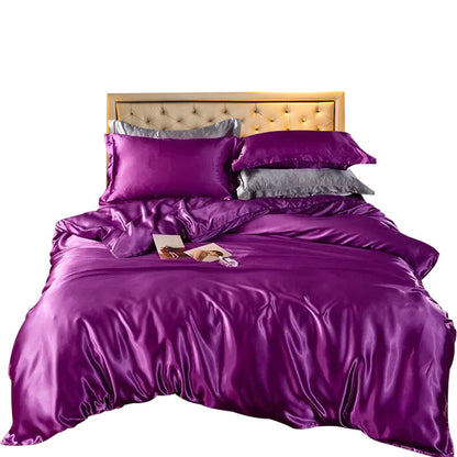 Anyhouz Beddings Indigo EU Double Size 3 Pcs High End Satin Smooth Duvet Cover Set Luxury Polyester Silky Soft Cozy Bedding Set-Duvet Covers-PEROZ Accessories