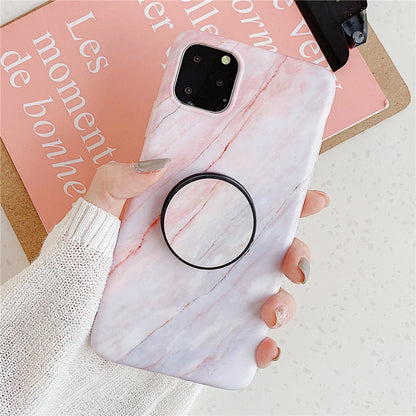 Anymob iPhone Case Light Purple Gradient Marble Cover Silicone Phone With Holder Stand-Mobile Phone Cases-PEROZ Accessories
