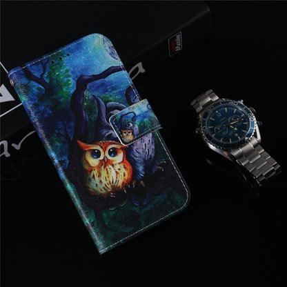 Anymob iPhone Case Blue With Owl Magnetic Flip Leather Animal painting Card slot Wallet Book Style Phone Cover-Mobile Phone Cases-PEROZ Accessories
