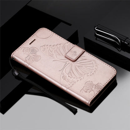 Anymob Huawei Pink Leather Phone Case Butterfly Flip Wallet Cover Protection-PEROZ Accessories