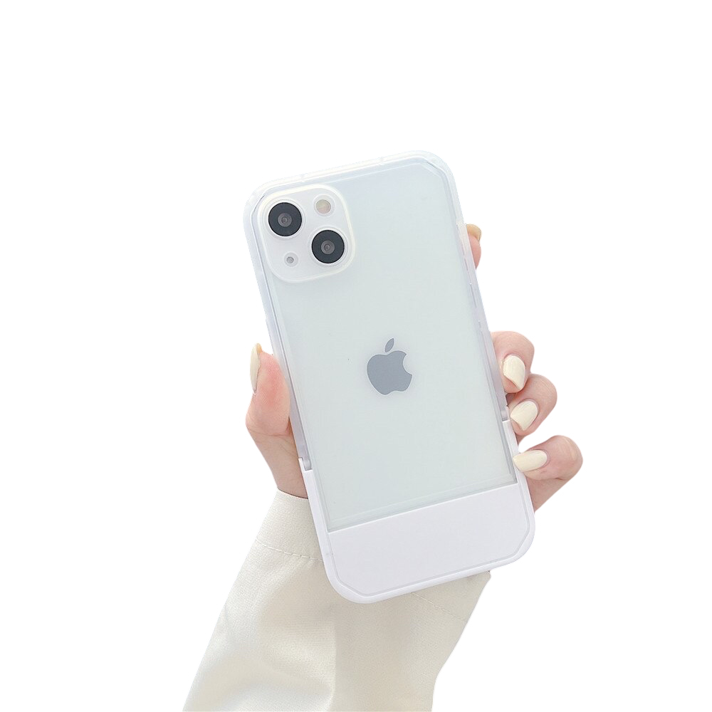 Anymob iPhone Case White Candy Color Stand Holder Bracket Soft Transparent Silicon Shockproof Cover-Mobile Phone Cases-PEROZ Accessories