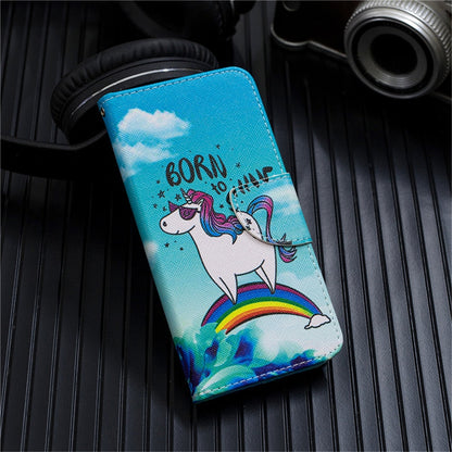 Anymob Samsung Case Blue And Unicorn Design Flip Leather Wallet Phone Cover Protection-Mobile Phone Cases-PEROZ Accessories