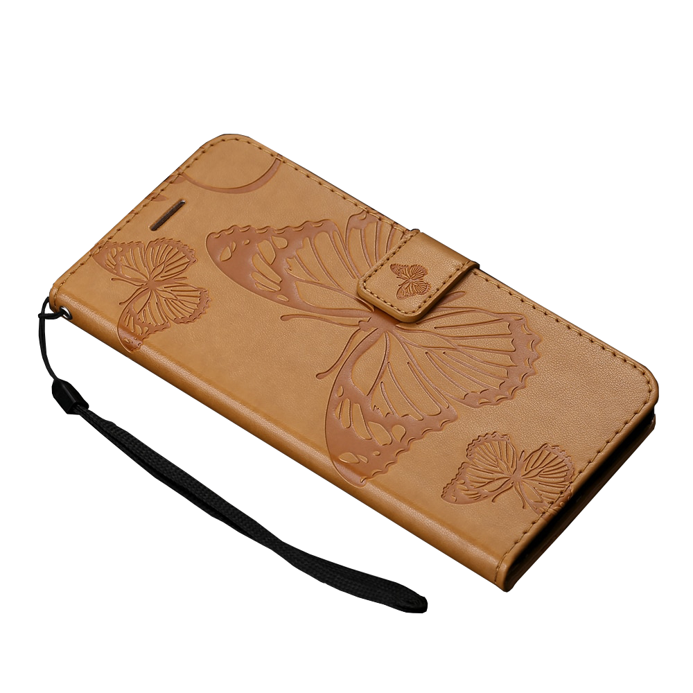 Anymob Xiaomi Redmi Light Brown Wrist Chain Case Butterfly Pattern Soft Leather Phone Cover-Mobile Phone Cases-PEROZ Accessories