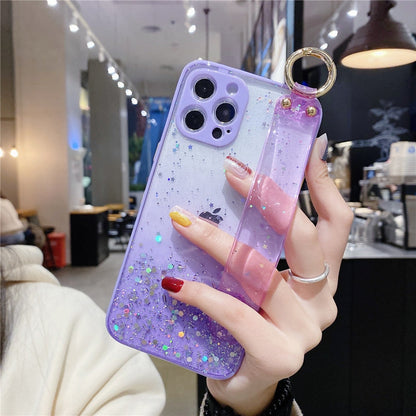 Anymob iPhone Case Purple Gradient Glitter Wristband Soft Epoxy Camera Protection Cover-Mobile Phone Cases-PEROZ Accessories