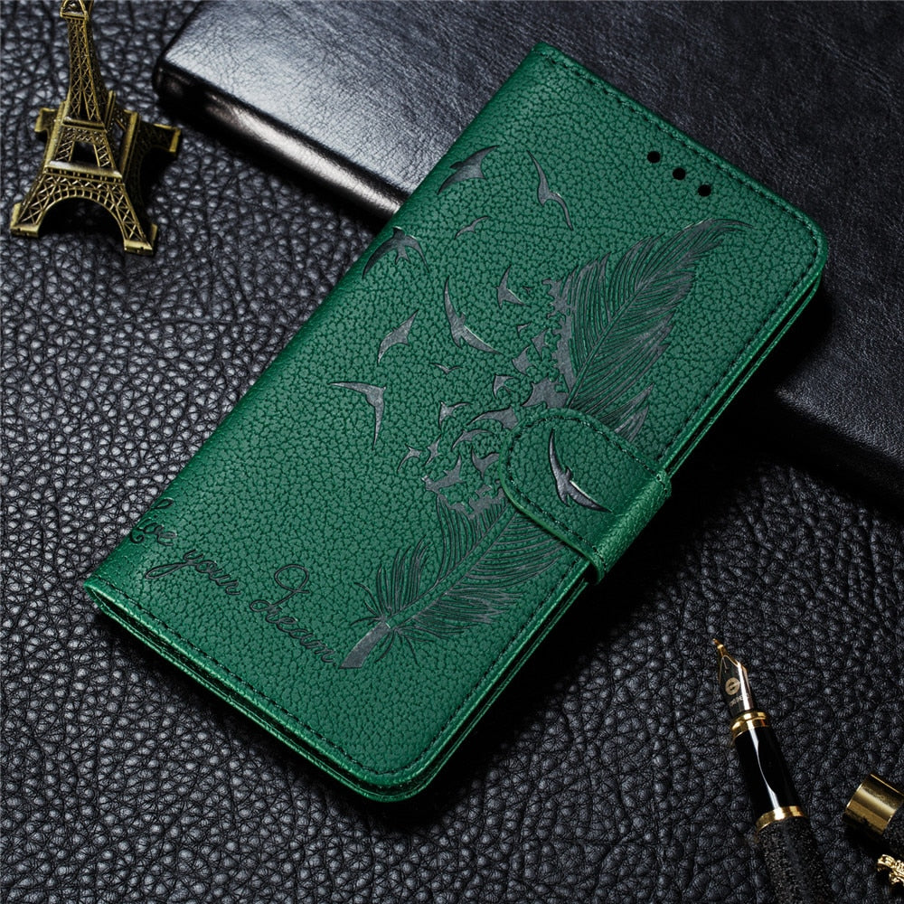 Anymob Samsung Bamboo Green Flip Case Leather Phone Wallet Cover Protection-Mobile Phone Cases-PEROZ Accessories