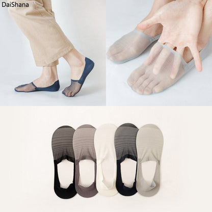 Anysox 5 Pairs Size 5-11 Fashion No Show Thin Invisible Solid White Sock High-quality Breathable Ankle length For Men Woman Foot Accessories-Socks-PEROZ Accessories