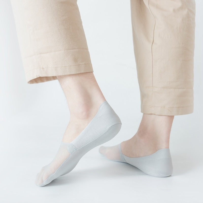 Anysox 5 Pairs Size 5-11 Fashion No Show Thin Invisible Solid White Sock High-quality Breathable Ankle length For Men Woman Foot Accessories-Socks-PEROZ Accessories