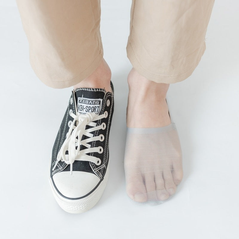 Anysox 5 Pairs Size 5-11 Fashion No Show Thin Invisible Solid White Sock High-quality Breathable Ankle length For Men Woman Foot Accessories-Socks-PEROZ Accessories
