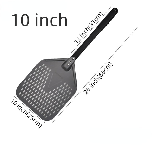 Anygleam Pizza Shovel 25cm X 66cm Dark Grey for Perforated Peel with Metal Handle Oven Turning Baking Accessory-Spatula and Shovel-PEROZ Accessories