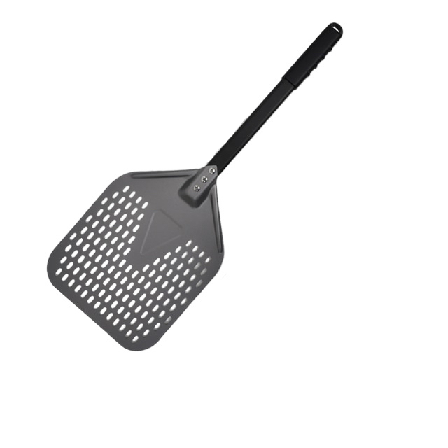 Anygleam Pizza Shovel 25cm X 66cm Dark Grey for Perforated Peel with Metal Handle Oven Turning Baking Accessory-Spatula and Shovel-PEROZ Accessories