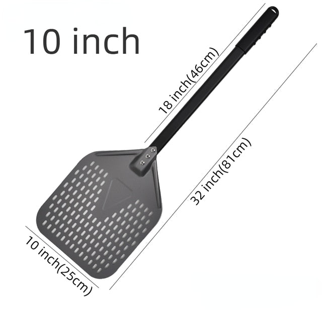 Anygleam Pizza Shovel 25cm X 81cm Dark Grey for Perforated Peel with Metal Handle Oven Turning Baking Accessory-Spatula and Shovel-PEROZ Accessories
