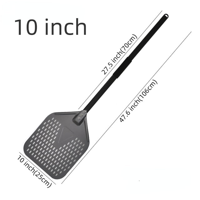 Anygleam Pizza Shovel 25cm X 106cm Dark Grey for Perforated Peel with Metal Handle Oven Turning Baking Accessory-Spatula and Shovel-PEROZ Accessories