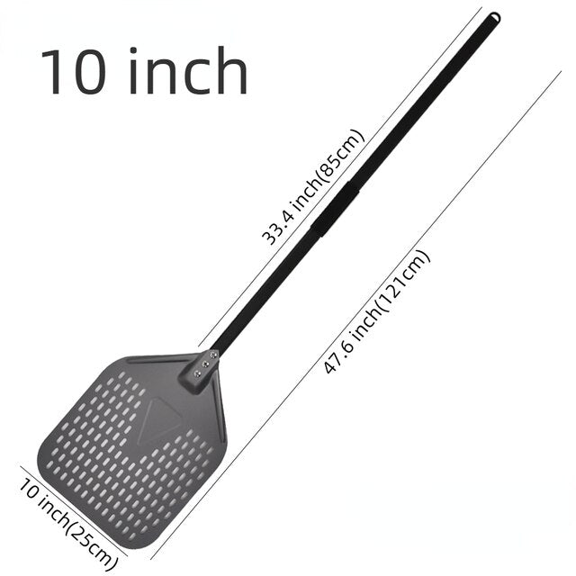 Anygleam Pizza Shovel 25cm X 121cm Dark Grey for Perforated Peel with Metal Handle Oven Turning Baking Accessory-Spatula and Shovel-PEROZ Accessories