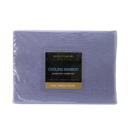Royal Comfort 2000TC 6 Piece Bamboo Sheet &amp; Quilt Cover Set Cooling Breathable-Bed Linen-PEROZ Accessories