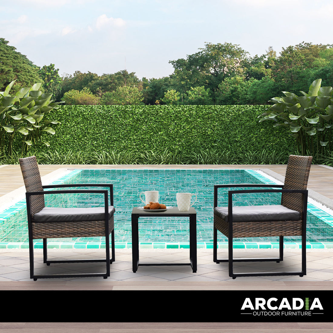 Arcadia Furniture Outdoor Wicker Rattan Patio Set Garden Patio Home-Outdoor Chairs &amp; Lounges-PEROZ Accessories