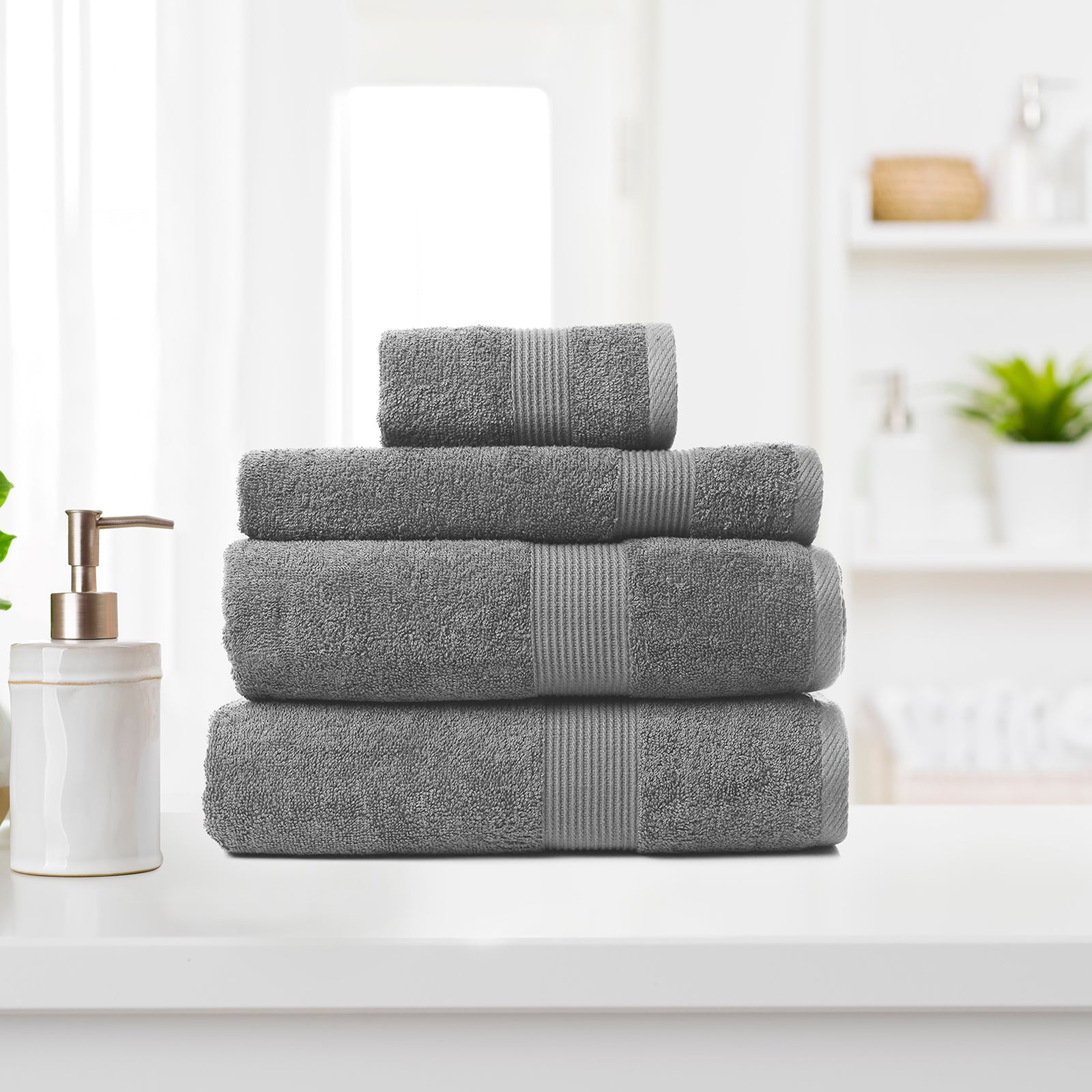 Royal Comfort 4 Piece Cotton Bamboo Towel Set 450GSM Luxurious Absorbent Plush-Towels-PEROZ Accessories