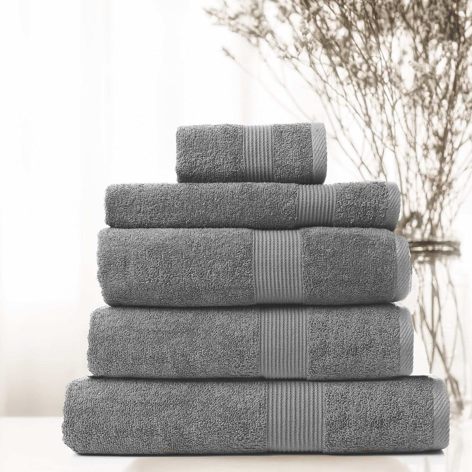 Royal Comfort 5 Piece Cotton Bamboo Towel Set 450GSM Luxurious Absorbent Plush-Towels-PEROZ Accessories