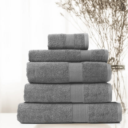 Royal Comfort 5 Piece Cotton Bamboo Towel Set 450GSM Luxurious Absorbent Plush-Towels-PEROZ Accessories