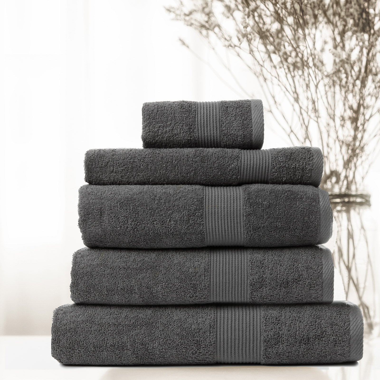 Royal Comfort 5 Piece Cotton Bamboo Towel Set 450GSM Luxurious Absorbent Plush-Towels-PEROZ Accessories