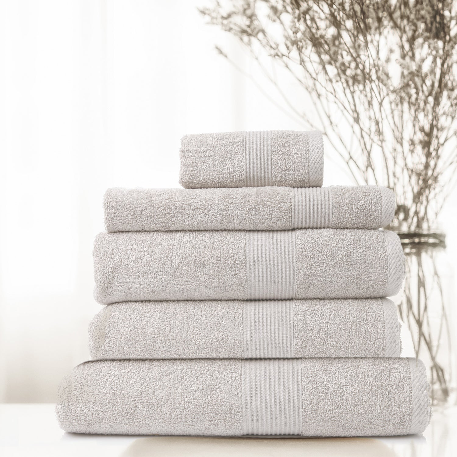 Royal Comfort 5 Piece Cotton Bamboo Towel Set 450GSM Luxurious Absorbent Plush-Towels-PEROZ Accessories