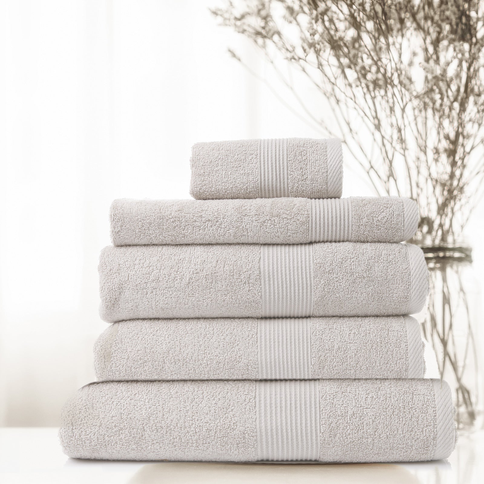 Royal Comfort 5 Piece Cotton Bamboo Towel Set 450GSM Luxurious Absorbent Plush-Towels-PEROZ Accessories
