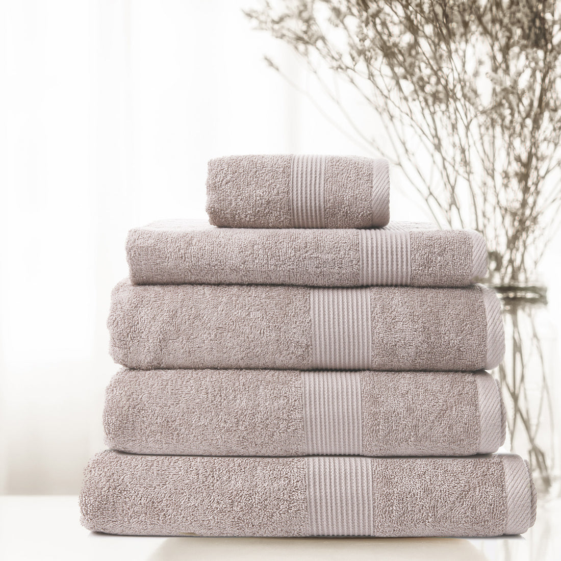 Royal Comfort 5 Piece Cotton Bamboo Towel Set 450GSM Luxurious Absorbent Plush-Towels-PEROZ Accessories