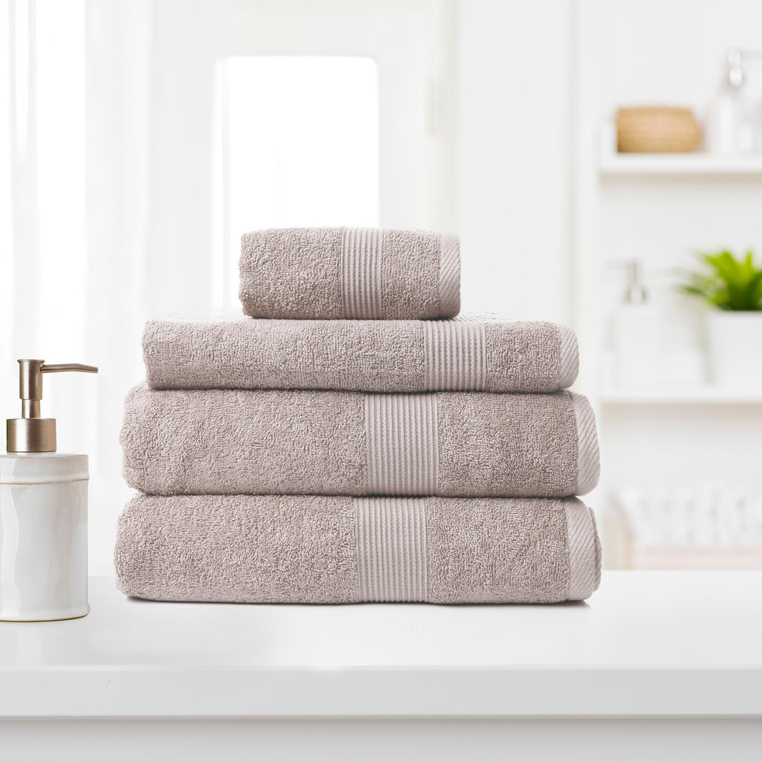 Royal Comfort 4 Piece Cotton Bamboo Towel Set 450GSM Luxurious Absorbent Plush-Towels-PEROZ Accessories