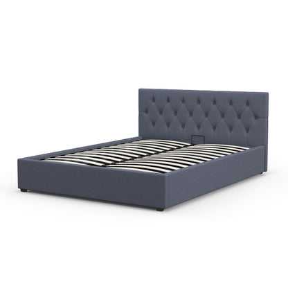 Milano Capri Luxury Gas Lift Bed Frame Base And Headboard With Storage-Bed Frames &amp; Bases-PEROZ Accessories