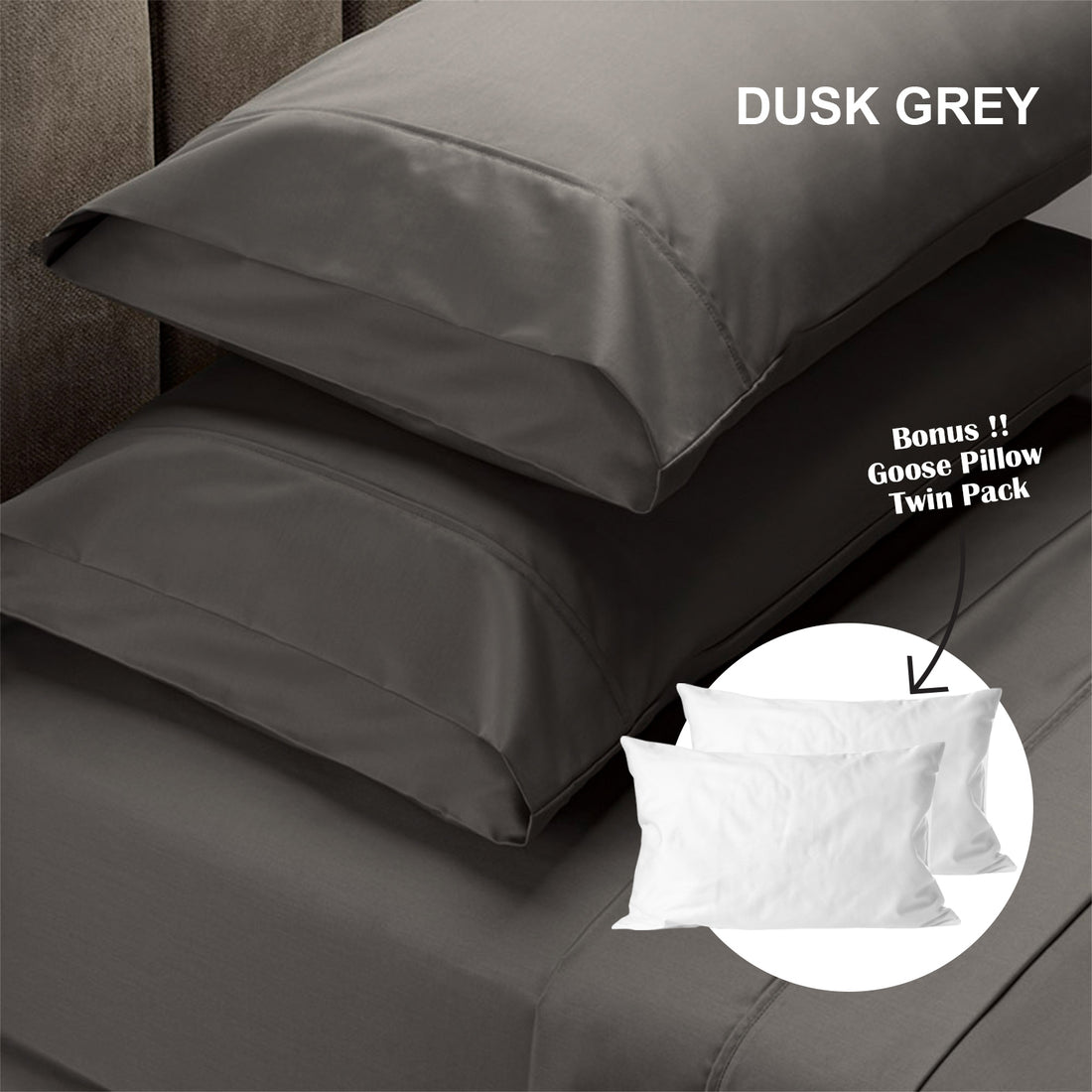 Royal Comfort 4 Piece 1500TC Sheet Set And Goose Feather Down Pillows 2 Pack Set-Bed Linen-PEROZ Accessories