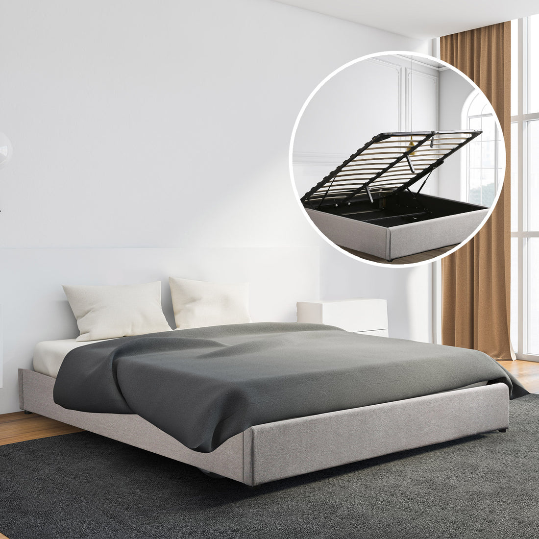 Milano Decor Terrell Gas Lift Storage Bed Base-Bed Frames &amp; Bases-PEROZ Accessories