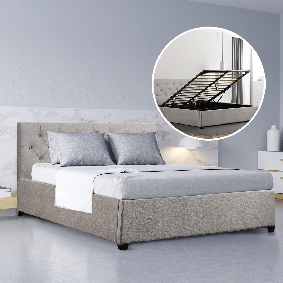 Milano Decor Westlake Luxe Gas Lift Storage Bed-Bed Frames &amp; Bases-PEROZ Accessories