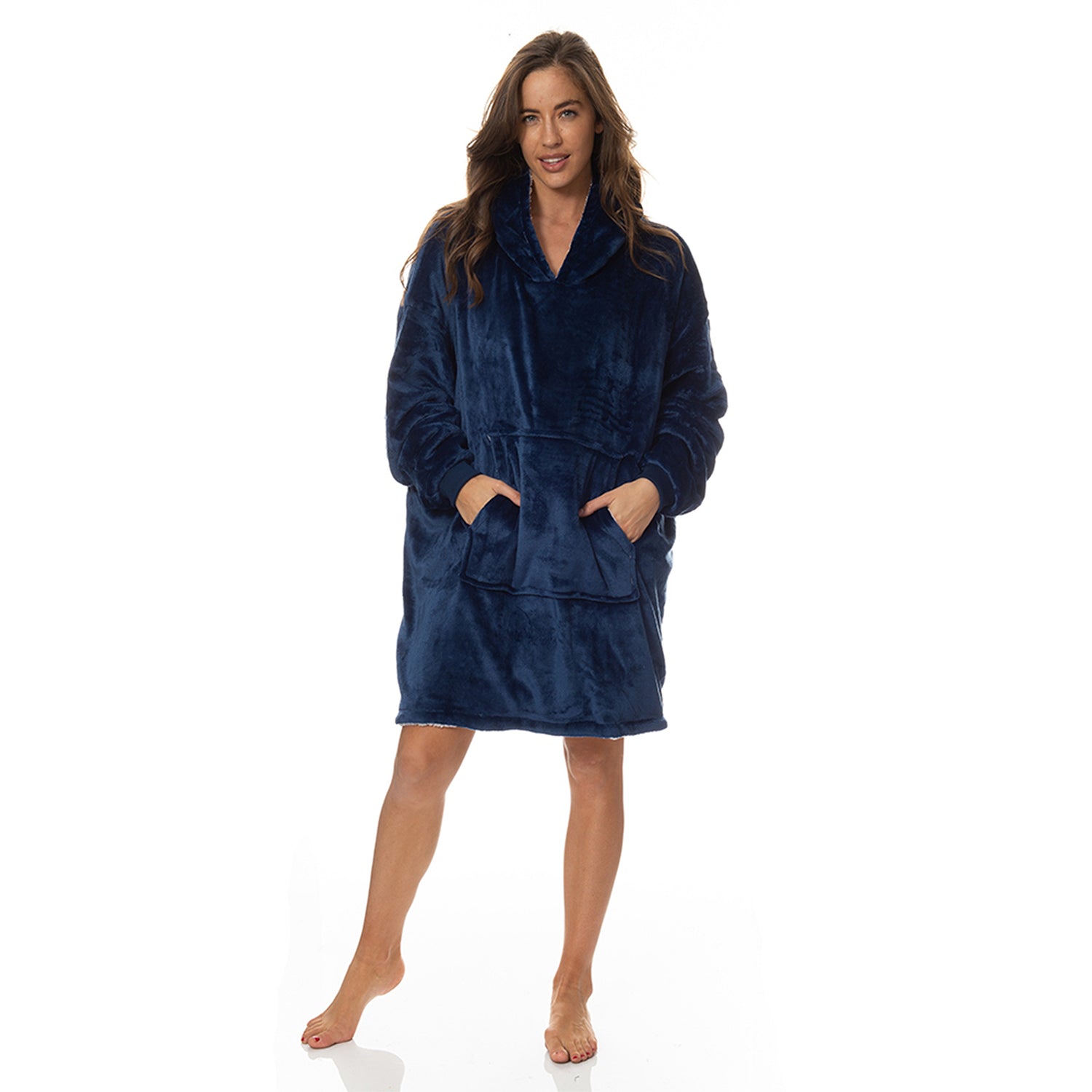 Royal Comfort Snug Hoodie Nightwear Super Soft Reversible Coral Fleece 750GSM-Lingerie, Sleepwear &amp; Loungewear-PEROZ Accessories